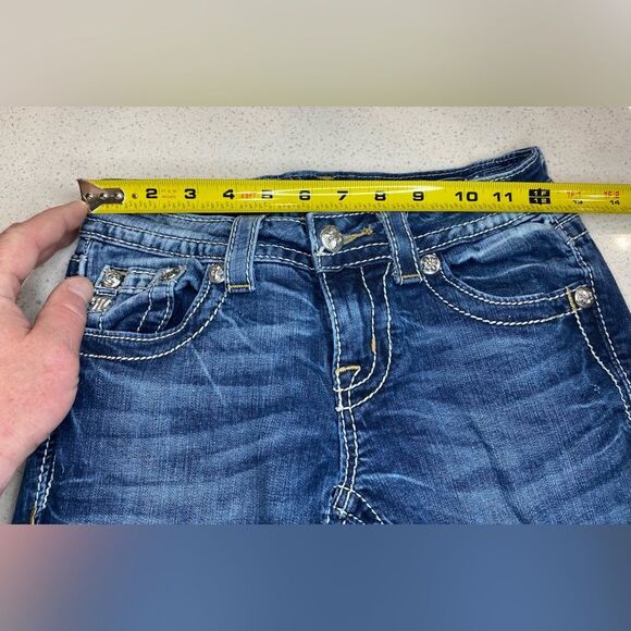 Miss Me Signature Rise Bootcut Jeans Size 25x28 Dark Wash Stretch EUC - Picture 8 of 11